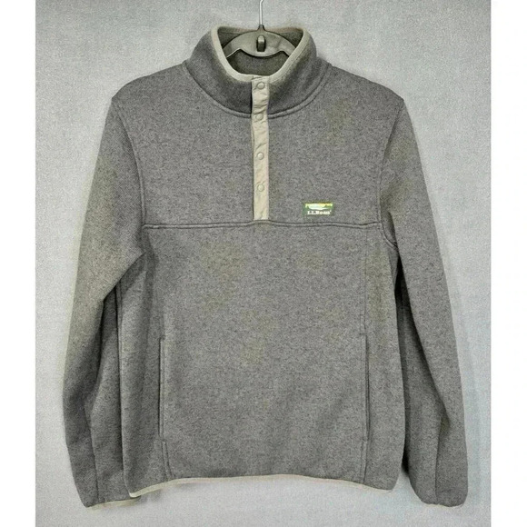 LL Bean Fleece Pullover Men's Small Gray Slightly Fitted Snap T Outdoor Hiking - Picture 2 of 7